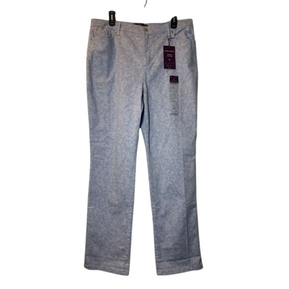 Gloria Vanderbilt NWT Amanda Classic‎ Rise Floral Jeans in Periwinkle Blue
